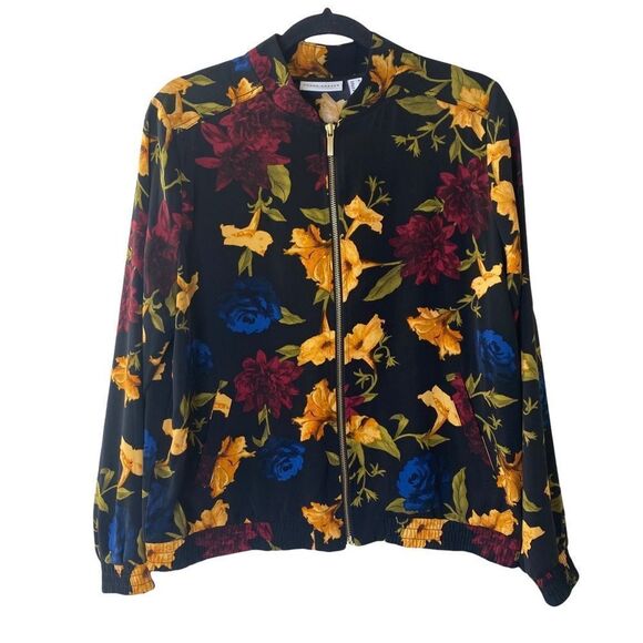 Susan Graver Floral Bomber Jacket Sz M - Picture 1 of 7